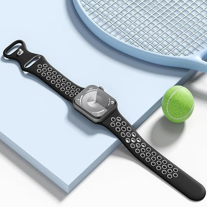Silicone Apple Watch Strap - Breathable Wristband for Watch 11/10/9/8/7 Ultra 3/2 SE Series 49mm-41mm