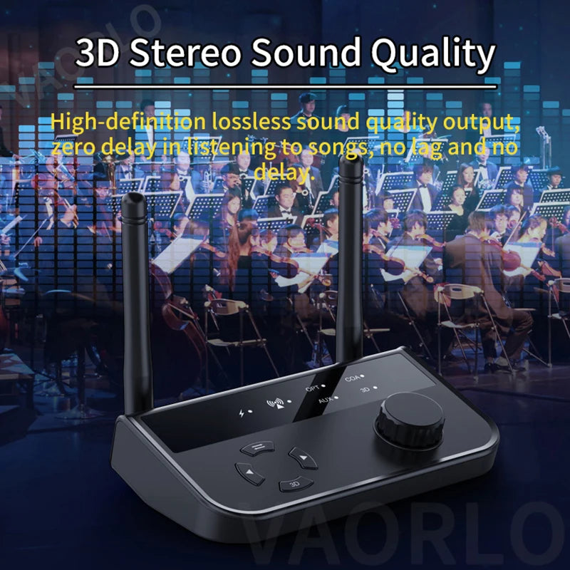 Bluetooth 5.3 3D Stereo Audio Receiver | Optical, Coaxial, 3.5mm AUX Output Wireless Adapter for Car Speakers