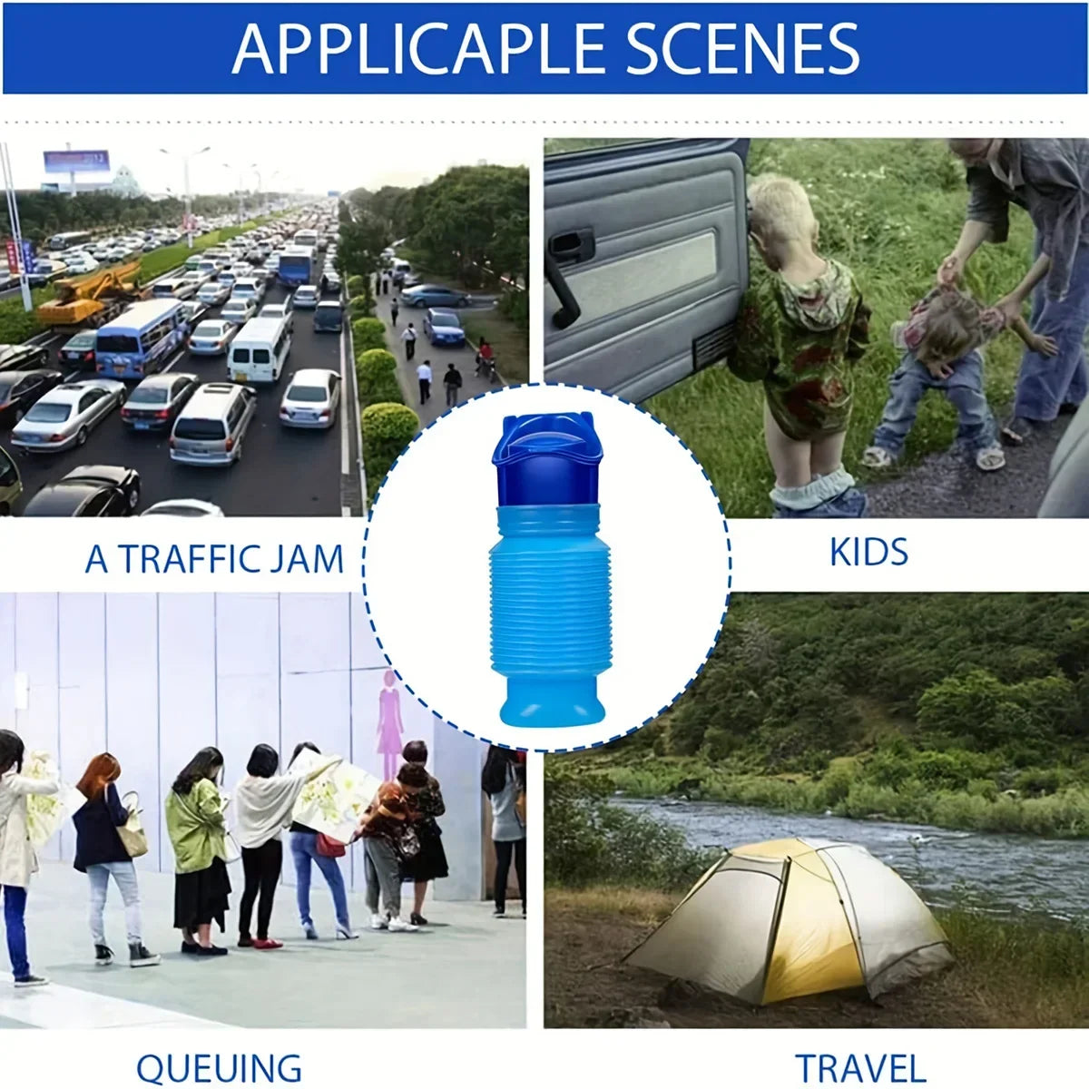 Ansblue 750ML Portable Mini Toilet Urine Bag - Foldable and Compact for Travel, Camping, and Hiking, Suitable for Women, Men, and Children