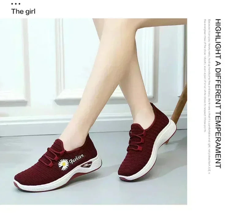 Women's Fashion Sports Shoes – Breathable Mesh, Soft Thick Sole, Lightweight Casual Trendy Coconut Sneakers