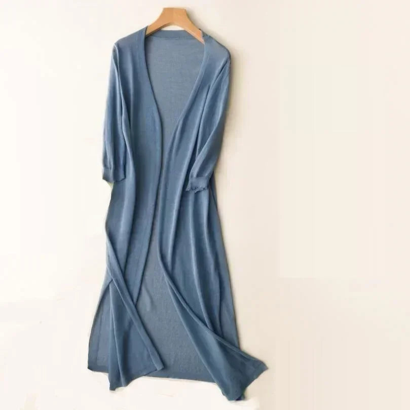 New Spring/Summer Sun Protection Clothing – Women's Long Knitted Cardigan, Sweater Coat, Jacket, and Ladies Shawl Outerwear