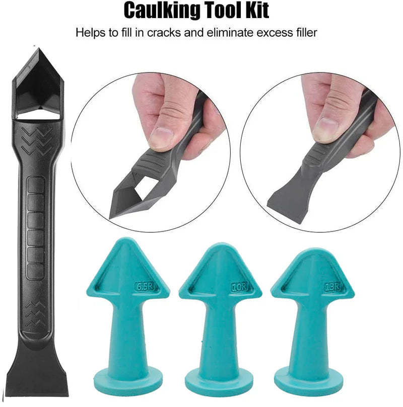 5pcs Caulking Nozzle Applicator Finishing Tool Kit - Plastic Glue Shovel, Tile Brick Joints Floor Silicone Remover, Grout Spatula