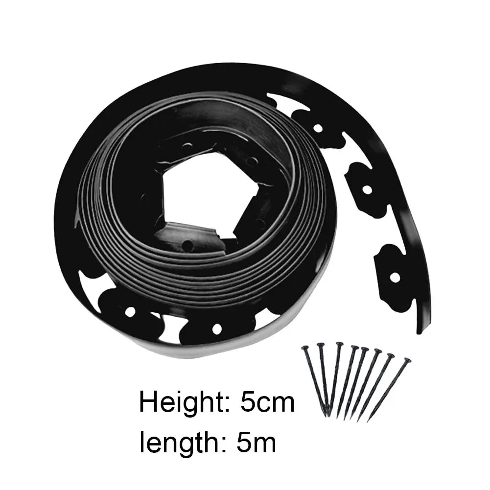 5M/10M Garden Lawn Edge Border Fence – Flexible Landscape Edging with 15 Spikes for Outdoor Garden Path & Lawn Decoration