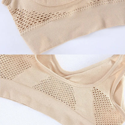Seamless Mesh Sports Bra for Women – Wireless Shockproof Gym & Yoga Bra, Breathable Plus Size 6XL Running Crop Top