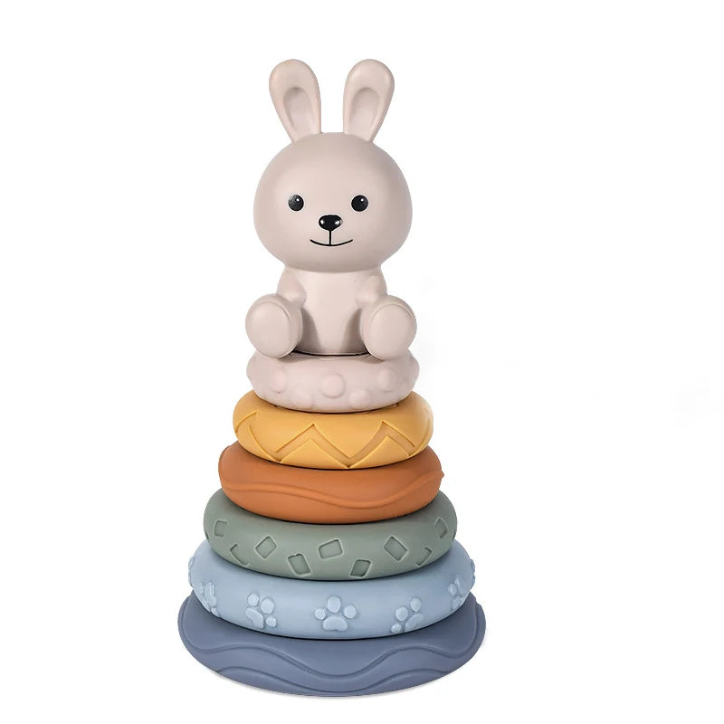 Baby Montessori Sensory Development Set – Koala & Rabbit Stacking Tower, Fine Motor Skills Learning Toys