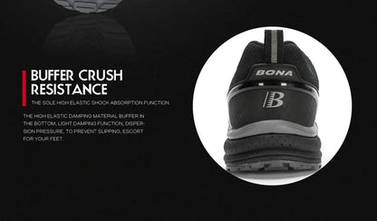 BONA Men's Outdoor Walking Sneakers — Lace-Up Athletic & Running Shoes, Comfortable Popular Style