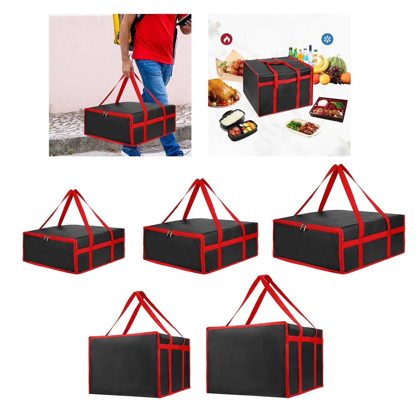 Pizza Insulated Delivery Bag – Thermal Food Warmer Carrier Tote for Hot Pizza, Takeaway & Grocery Shopping, Portable Heat Retention Bag