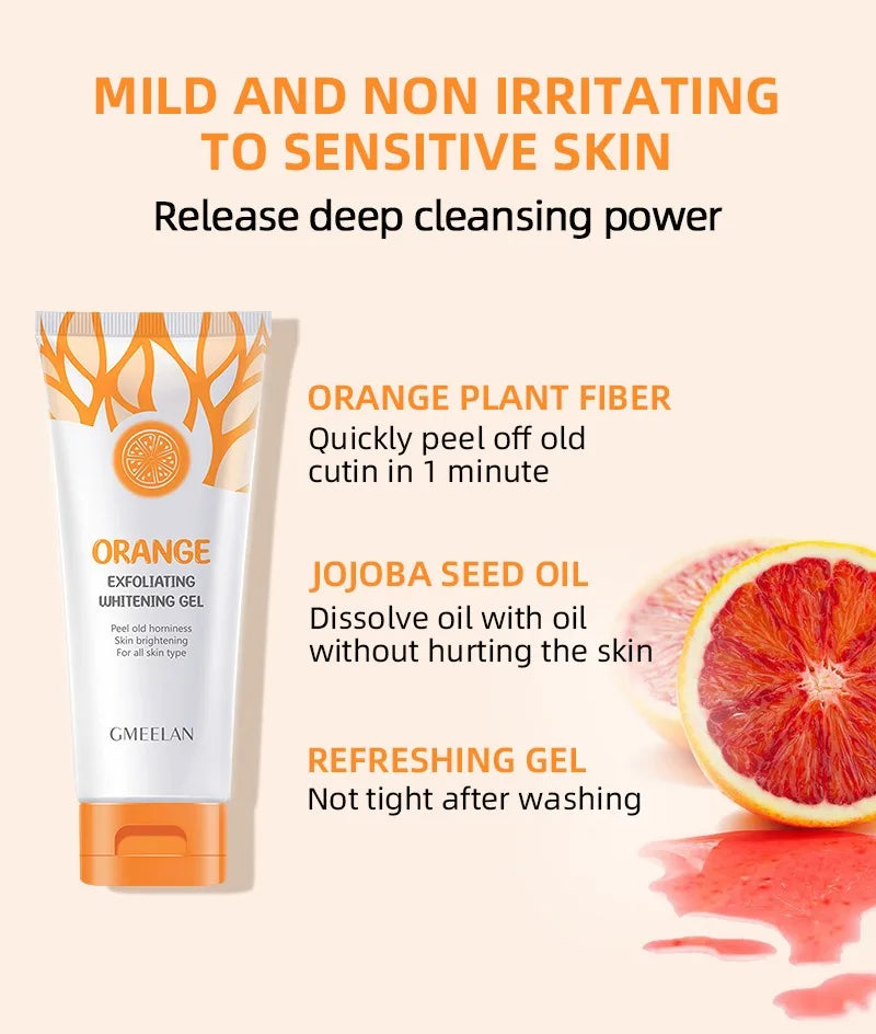 Orange Exfoliating Gel 50g — Dead Skin Remover, Brightening Peeling Scrub, Hydrating & Whitening Korean Skincare Moisturizer