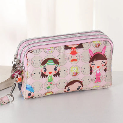 Three-Layer Zipper Short Mobile Phone Bag for Women - Fashionable, Waterproof with Multi-Layer Pockets, Portable Hand Makeup Bag