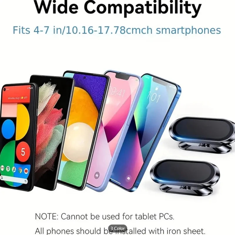 Magnetic Car Phone Holder - 360° Rotatable Mini Strip Shape Stand with Strong Metal Magnet for iPhone 14 & Huawei GPS Mount