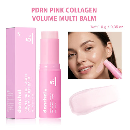 PDRN Pink Collagen Balm Stick - Anti-Aging Moisturizing Balm for Eyes, Neck, Forehead, and Smile Lines