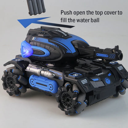RC 2.4G Spray Car – Four-Wheel Stunt Water Polo Tank Toy for Boys, Remote Control Vehicle (Watch Sold Separately)
