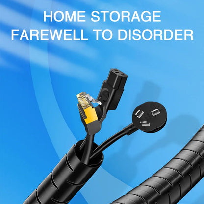 2M Spiral Cable Protector — Wire Organizer Tube for Computer Cords, Cable Management Clip, 10/16/22/28/32mm