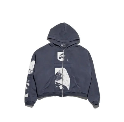 Washed Casual Hoodie Sweatshirt — Unisex Loose-Fit Street Style Crew Neck with Lip Print Letter Design, Vintage Comfortable Top
