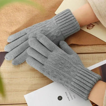 New Men's Warm Full Finger Gloves - Winter Touchscreen Fleece and Wool Knitted Gloves for Cycling and Driving