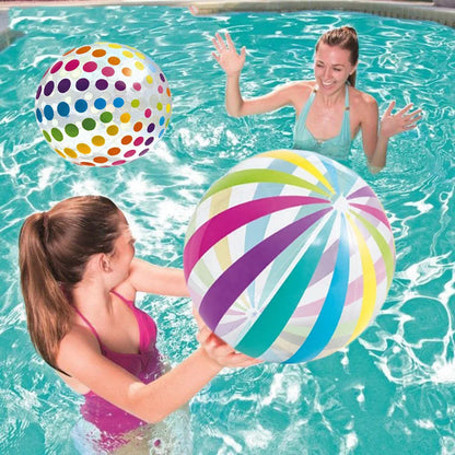2-Pack 15.35-Inch Colorful Striped Transparent Inflatable Beach Balls — Fun Set for Beach & Pool Party Games