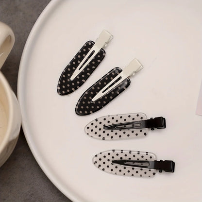 4-Piece Black & White Acrylic Hair Clips - Traceless Duckbill Clips for Styling Bangs and Hair