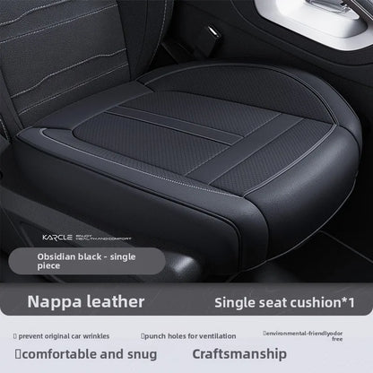 Nappa Leather Car Seat Cover - Anti-Slip Full-Wrap Front Seat Protector Cushion Mat for Drivers