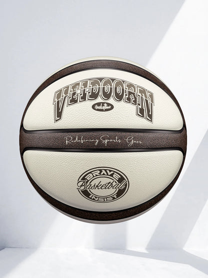 Veidoorn Official Size 7 Basketball — Brown Beige PU, 4-Layer Durable Outdoor Game Ball, Professional Quality