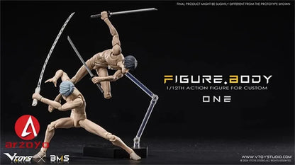 VTOYS X BMS 1/12 Male Muscle Action Figure — 16.5cm Super Flexible Joint Articulated Doll Model White & Yellow