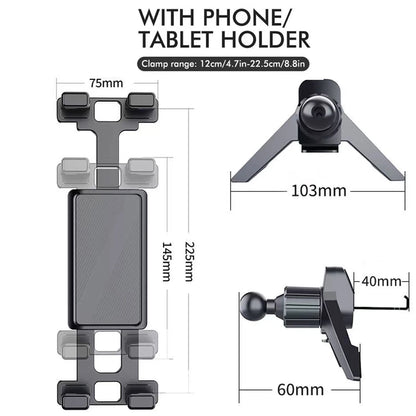 Universal Car Tablet Holder - 360° Rotating Adjustable Air Vent Mount for iPhone, iPad, Samsung & Xiaomi Devices