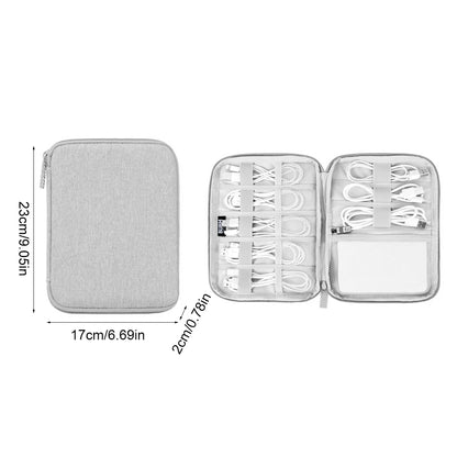 Portable Travel Data Cable Storage Bag – Double Layer Power Bank, U-Disk & Earphone Organizer