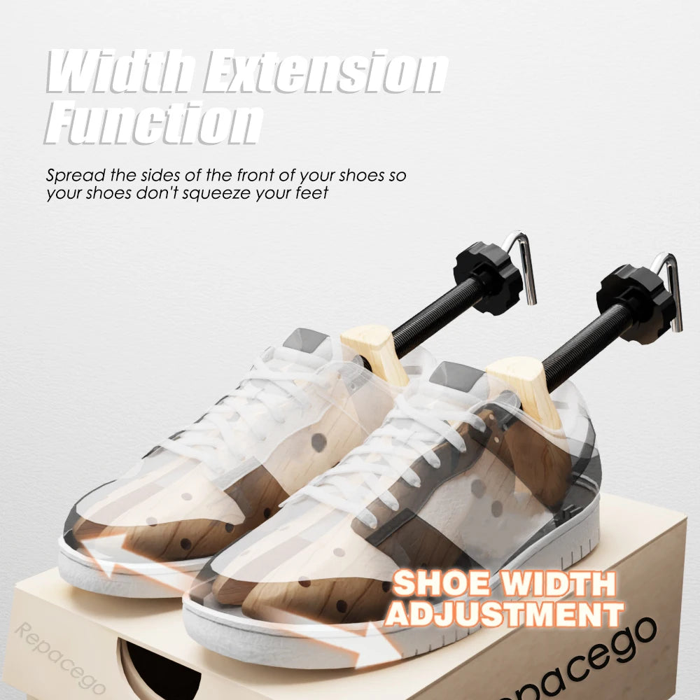 Repacego Wooden Shoe Trees – 1/2 Pc Adjustable Shoe Stretcher & Expander for Men, Women, Unisex, Length & Width Adjustment