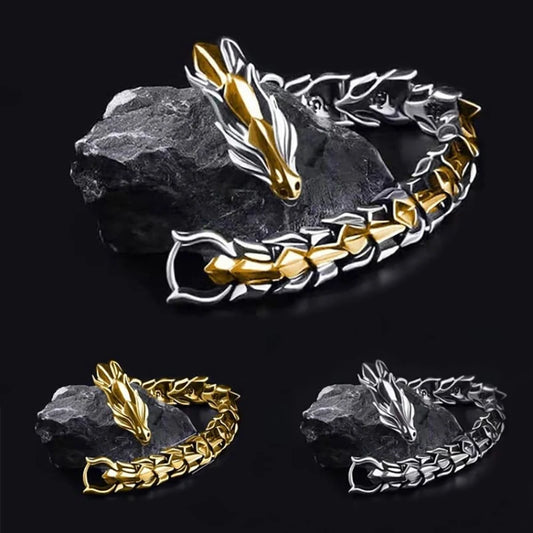 3 Color 20CM Men's Viking Dragon Bangle Bracelet – Vintage Punk Hiphop Style Birthday Gift