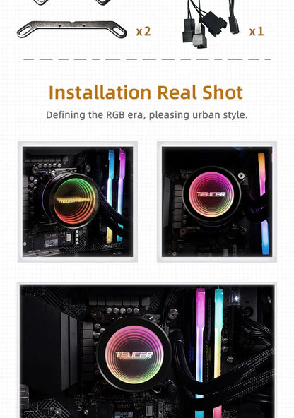TEUCER NA-360 PC Water Cooling Radiator – Liquid Cooler for Intel LGA 2011/1700/1200/1155, AMD AM4/AM5, X99 Motherboard Support