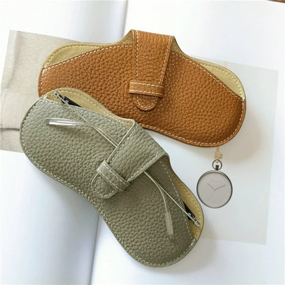 Women’s Leather Glasses Case – Soft Portable Sunglasses Bag, Fashion Eyewear Protector Pouch