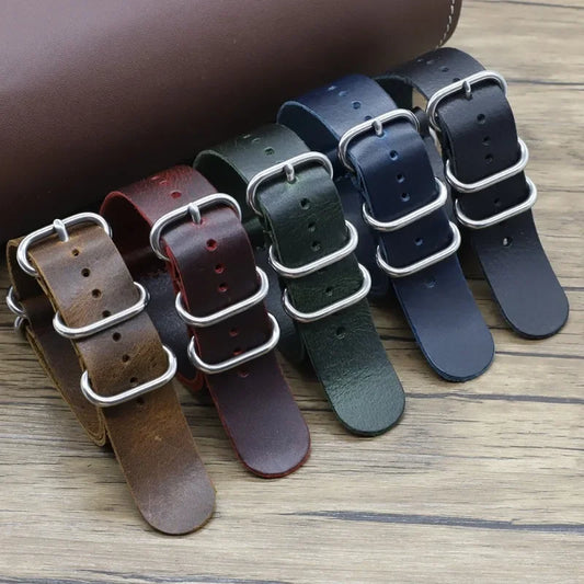 Vintage Genuine Leather Watch Strap – Handmade Brown Cowhide Replacement Band for Men & Women (18mm, 20mm, 22mm)
