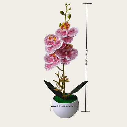 Realistic Artificial Orchid in Plastic Pot – Fake Flower Decoration for Home, Office & Hotel