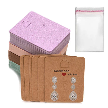 50pcs Earring Display Cards — Cardboard Jewelry Holder for DIY, Small Business, Organizer & Packaging Supplies