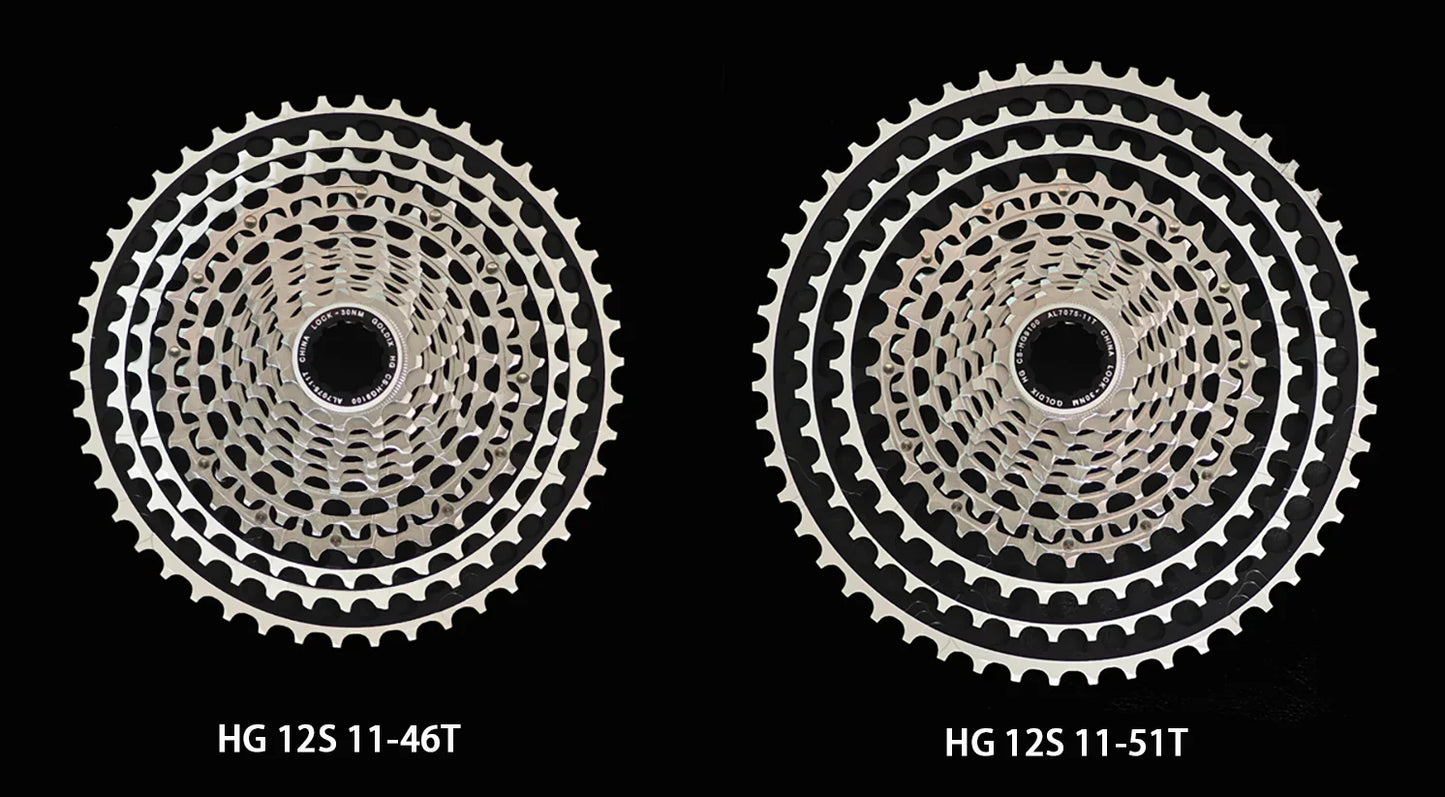 GOLDIX 12-Speed Ultralight MTB Cassette – CNC Sprocket 11-51T/11-46T HG & 10-46T/10-51T XD for Shimano SRAM