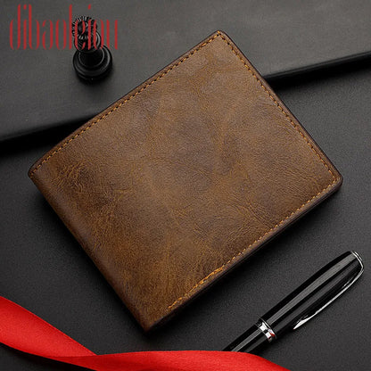 Retro Men’s PU Leather Wallet with Zipper – Classic Bi-Fold Business Card Holder with Multiple Pockets & Money Clip Slim Credit Card Wallet