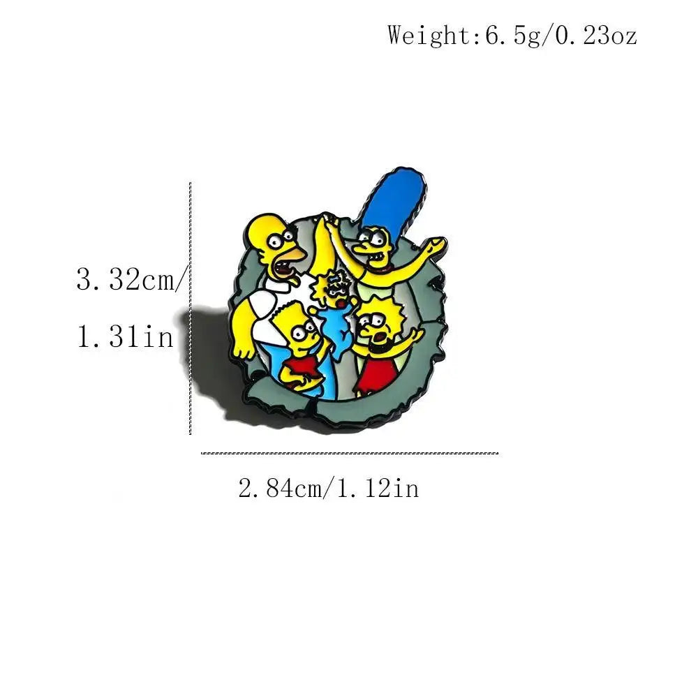 8-Piece The Simpsons Cartoon Pin Set - Funny Bart & Lisa Simpson Enamel-Style Badges for Backpacks, Clothing & Collectors’ Gifts