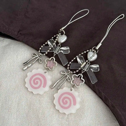Y2K Acrylic Flower Bowknot Keychain - Cute Love Bag Pendant Charm for Backpack Phone & Fashion Accessories