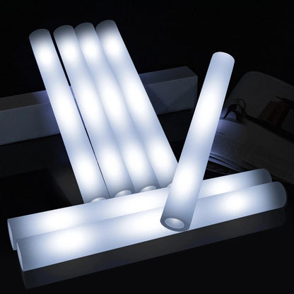 10/20PCS White LED Foam Sticks – 48cm Light-Up Glow Batons with 3 Flashing Modes for Party & Glow-in-the-Dark Events