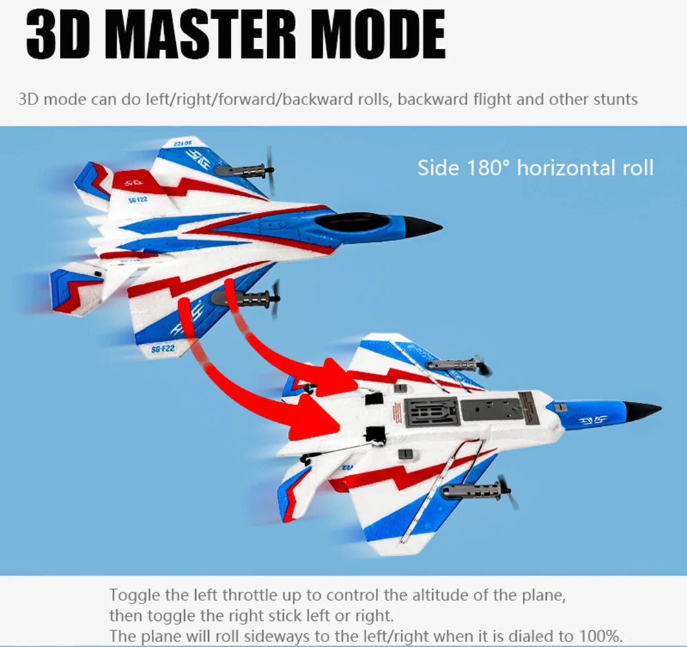 RC F22 Stunt Plane — 2.4G Remote Control 3D Glider Airplane EPP Foam Toy for Kids