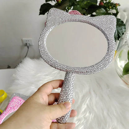 Kawaii Crystal Rhinestone Handheld Mirror – Shiny Decorative Mirror for Girls’ Birthday & Living Room Decor