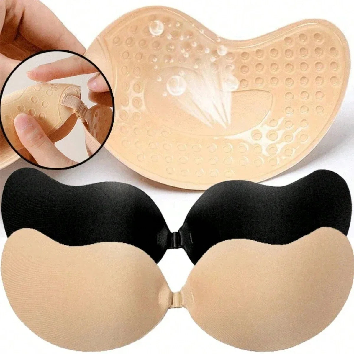 FINETOO Invisible Silicone Nipple Covers - Hypoallergenic Two-Tone Mango Cup Adhesive Bra Patches for Women, 1–15 Pieces
