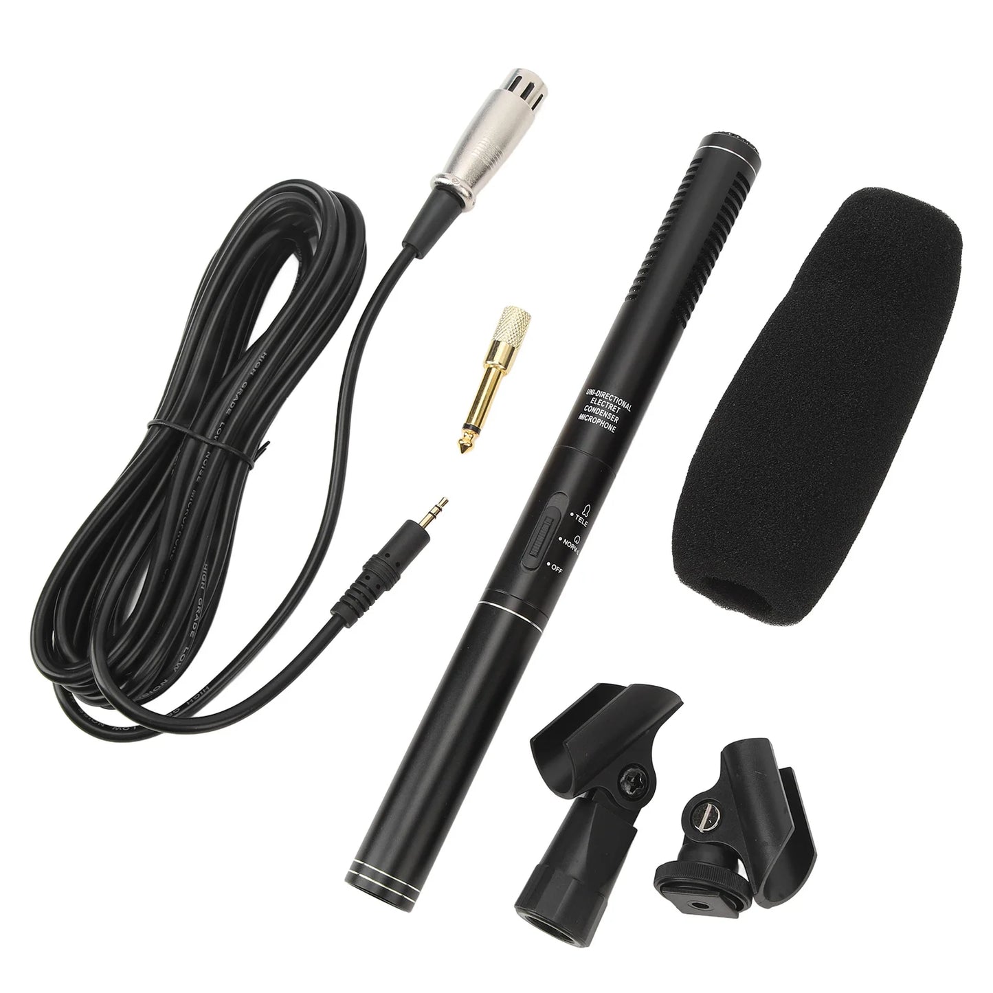 Professional XLR Shotgun Condenser Microphone - Cardioid Mini Interview Mic for TV News, Video Recording & Broadcasting