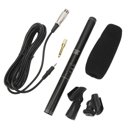 Professional XLR Shotgun Condenser Microphone - Cardioid Mini Interview Mic for TV News, Video Recording & Broadcasting