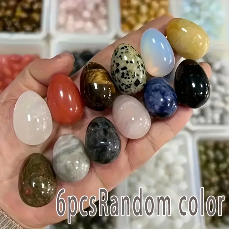 12-Piece Polished Egg Stones Set - Decorative Crystal Stones for Home Décor, Desktops, Aquariums, and DIY Crafts