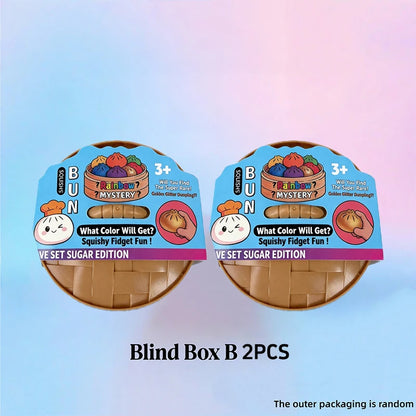 Kawaii Steamed Bun Squishy Set - Soft Bubble-Blowing Stress Relief Squeeze Toy with Steamer Case