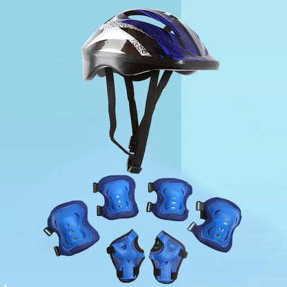 7-Piece Kids Bicycle Protective Gear Set – Helmet, Knee & Elbow Pads for Boys & Girls, Adjustable 48-55cm, Ages 5-12