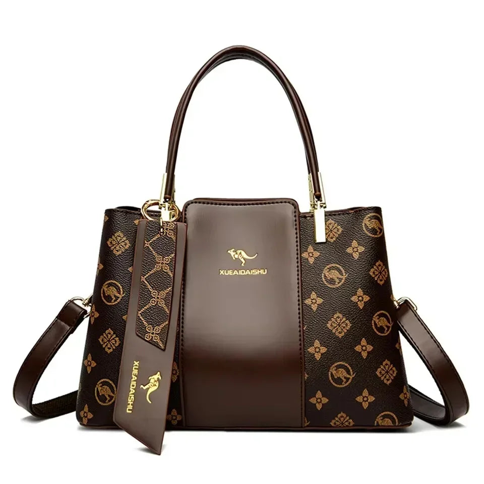Luxury Fashion Print Women’s Handbag – Large Capacity Soft Leather Shoulder & Crossbody Designer Purse