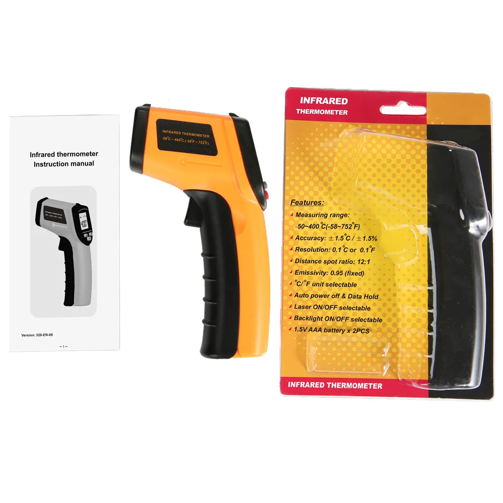 Hot Non-Contact Infrared Thermometer - Digital LCD Laser Temperature Meter for Home & Industrial Measurement - Worldwide Shipping