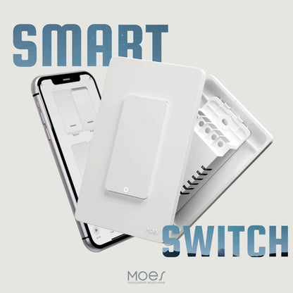 MOES Tuya Wi-Fi Smart Light Switch – US Single Pole Push Button Wall Switch, Alexa & Google Home Compatible, Neutral Wire Required