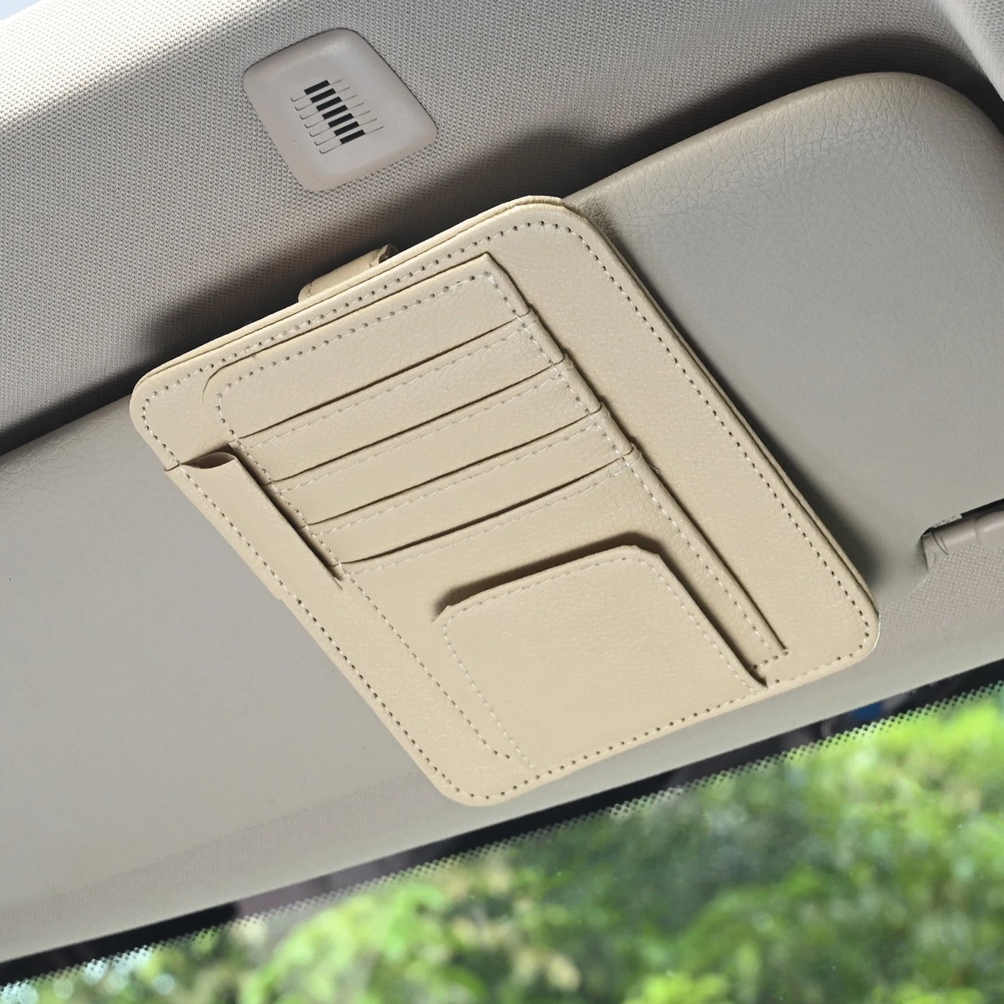 Car Visor Organizer – Multi-Pocket Pouch Bag for Cards, Glasses & Storage, Scratch-Resistant Auto Visor Holder for Car Interior